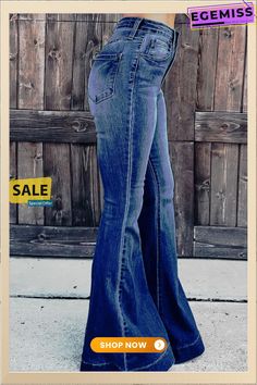 Street Solid Patchwork High Waist Boot Cut Denim Jeans High Rise Patchwork Denim Flare Jeans, High Rise Patchwork Flare Jeans, High-rise Patchwork Denim Blue Jeans, Blue High-rise Patchwork Flare Jeans, Non-stretch Denim Cutoff Bottoms, Boot Cut Denim, Boot Cut, Denim Jeans, High Waist