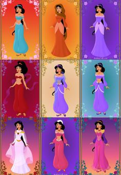 the disney princesses are all different colors