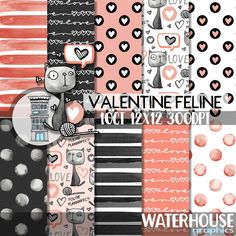 valentine's day digital paper pack