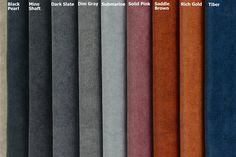 the colors of different fabrics are shown in this image, including blue, gray, red, and black