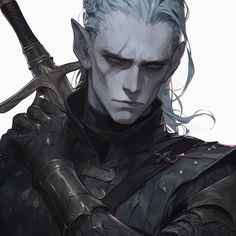 Wounded Man Character Art, Male Inquisitor Dragon Age, Gothic Dnd Character, Damphir Dnd, Grey Skin Character, Changeling Dnd Art Male, Shadar Kai Dnd, Dnd Shadar Kai, Shadar Kai Character Design