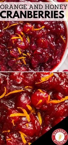 orange and honey cranberry sauce in a white bowl