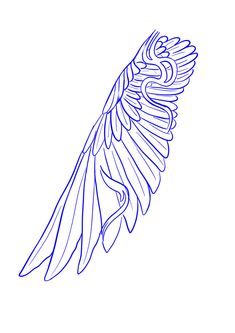 a drawing of an angel wing on a white background