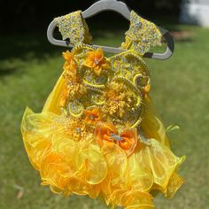 High Glitz Pageant Dress She Won Overall Winner 12-18 Month Comes With Socks, Bloomers, Necklace And Two Bows Yellow Pageant Dresses, Glitz Pageant Dresses, Glitz Pageant, Pageant Dress, Gold Yellow, Kids' Dresses, Colorful Dresses, Socks, Yellow Gold