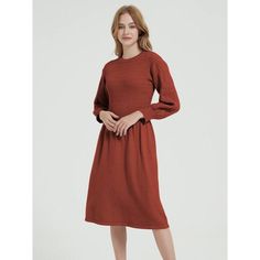 Discover Timeless Elegance Embrace the chilly seasons in style with our Elegant Long Sleeve Knitted Sweater Dress. Perfectly blending fashion with comfort, this dress is a must-have for those who appreciate a touch of elegance in their everyday wear. Its classic A-line silhouette and mid-calf length make it a versatile choice for various occasions. Whether you're heading to the office or enjoying a weekend brunch, this sweater dress ensures you look effortlessly chic. Key Features Material: High Solid Color Midi Sweater Dress For Winter, Winter Knit Dress In Solid Color, Solid Knit Sweater Dress For Fall, Knit Sweater Dress For Fall, Fall Solid Color Knee-length Sweater Dress, Solid Color Knitted Dresses, Casual Knit Midi Dress For Winter, Casual Winter Knit Midi Dress, Solid Color Knit Sweater Dress For Fall