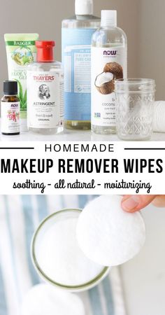 These homemade, DIY makeup remover wipes with coconut oil are easy to make and a natural and gentle way to clean your face before bed. homemade, handmade, DIY all natural toiletries and skin care products Diy Makeup Wipes, Homemade Face Wash