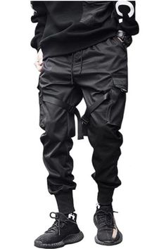 【Multi-purpose Joggers Pants】: Cargo joggers pants for men is a more casual pants for everyday leisure activities, sports jogging, streetwear and more. #streetwearoutfits #casualstyles #mensstreetclothing #streetwearmenoutfits #mensfashionstreetwear Tech Wear Pants, Pants Poses, Mens Joggers Pants, Cyberpunk Streetwear, Harem Pants Hip Hop, Harem Pants Fashion, Techwear Pants, Hip Hop Pants, Black Jogger Pants