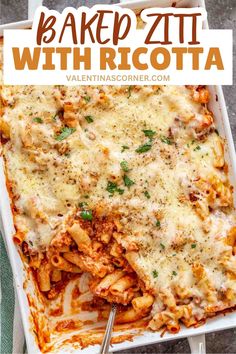 This easy baked ziti recipe makes the most perfect pasta bake. This ziti is so easy to make and is cheesy and delicious. It comes together so quickly and makes the perfect dinner. 
#bakedziti #pastabake