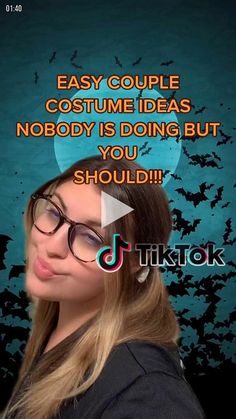 a woman wearing glasses with bats in the background and text that reads, easy couple costume ideas nobody is doing but you should