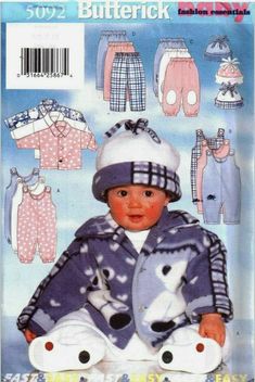 a child's jacket and hat in two sizes