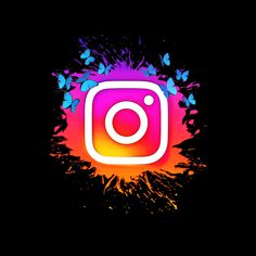 the instagram logo is shown on a black background with colorful paint splatters