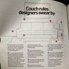 an open book with instructions on how to use couches