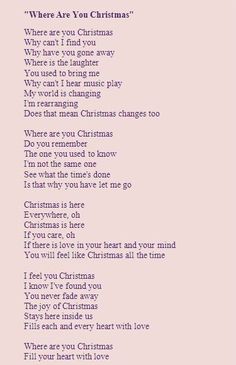 a poem written in pink with the words where are you christmas?