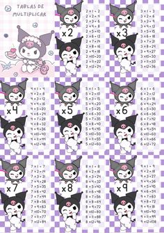 a purple and white checkered pattern with cats on it's side, which has numbers