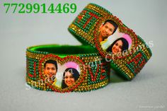 Photos on silk thread bangles Bangle Storage Ideas In Wardrobe, Embroidery Bangles, Fabric Bangles, Butterfly Video, Beads Craft Jewelry