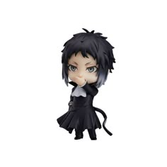 an anime character figurine with black hair and blue eyes, wearing a dress