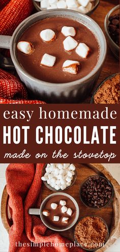 homemade hot chocolate made on the stove with marshmallows