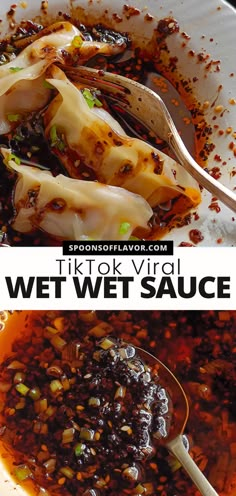 Wet wet sauce served with dumplings in a white bowl. Wetwet Sauce, Wet Wet Sauce All Recipes, Vietnamese Sauce For Noodles, Xo Sauce Dishes, Chili Dumpling Sauce, Chinese Sauces Recipes Easy, Wet Wet Sauce Recipe, Asian Sauces Recipes, Bao Sauce