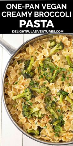 one - pan vegan creamy broccoli pasta is an easy and delicious side dish