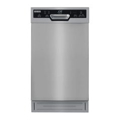 a stainless steel dishwasher on a white background