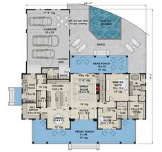 the floor plan for a house with an indoor swimming pool and hot tub in it