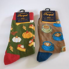 Pumpkin Pie And Latte For The Fall.. One Pair Of Pumpkin And One Pair Of Latte Socks. These Socks Are 70% Cotton Socks, 25% Polyester, 5% Spandex. These Socks Are Super Soft And Comfy. One Size Fits Most. Sock Size Is 10-13. Shoe Size: 6-12.5 Casual Socks As A Gift For Fall, Casual Socks As Gift For Fall, Casual Socks For Fall Gift, Casual Socks For Fall, Mens Fall, Dress Socks, Casual Socks, Cotton Socks, Autumn Theme