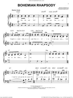 the sheet music for bohemian rhapsody