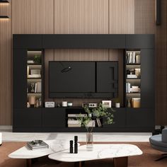 modern living room with black and white furniture