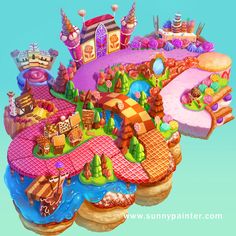 an image of a cartoon land that looks like it is floating in the air