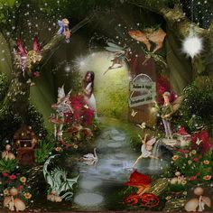 an image of a fairy scene in the woods