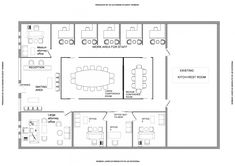 an office floor plan with several tables and chairs