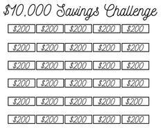 the $ 10, 000 savings challenge is shown in black and white on a white background