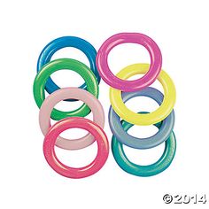 several different colored rings are arranged in the shape of an o - ring on a white background