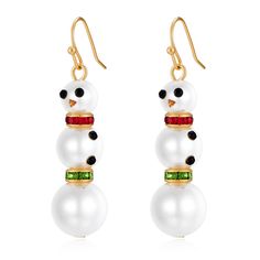 PRICES MAY VARY. Classic Winter Look : This Christmas earring for women is inspired by the classic snowman image, and the cute shape of the scarf will instantly fill your holiday look with a Christmas atmosphere. Size : The size of our snowman earring is in 1.65*0.31 inch. The weight is 0.08 OZ/PC, Each snowman ornament is paired with a playful scarf and bright decorations, showing the fairy tale world of winter, making you more dazzling at Christmas. Lightweight And Durable : Our Christmas dangle earrings are made of high quality copper, comfortable to wear and not easy to fade or deform. They are hypoallergenic and very suitable for your sensitive ears, and can accompany you through multiple winter festivals. Fashionable Christmas Jewelry : Our Christmas drop earrings are packaged in an Pearl Snowman, Snowflake Making, Xmas Earrings, Holiday Party Jewelry, Snowman Images, Snowman Earrings, Gold Reindeer, Christmas Crafts To Sell, Cute Shape