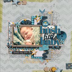 a scrapbook page with an image of a baby