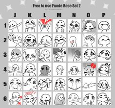 an image of cartoon faces with the words free to use emote base set 2