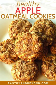 healthy apple oatmeal cookies on a white plate