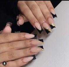 Gold Acrylic Nails, Acrylic Toe Nails, Nail Art Gel, Girly Acrylic Nails, French Tip Acrylic Nails, French Acrylic Nails, Short Square Acrylic Nails, Long Square Acrylic Nails, Unique Acrylic Nails