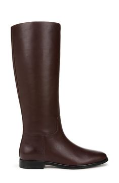 Clean, classic style is the name of the game with this tall square-toe boot shaped from smooth leather. 1 3/4" heel 14 3/4" shaft; 14" calf circumference. Regular calf 14 3/4" shaft; 16" calf circumference. Wide calf Inset side-zip closure Leather upper, lining and sole Imported Vince Boots, Calf Leather Boots, Boots Wide Calf, Wide Calf Boots, Wide Boots, Wide Calf, Boot Shoes Women, New Shoes, Knee High Boots