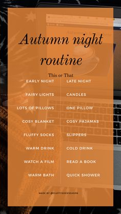 an autumn night routine with text overlay