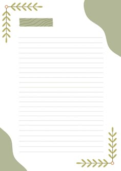 a blank paper with green leaves on it