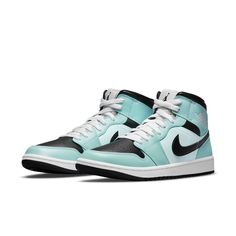 Dressed in a multiplicity of materials and textures, as well as contrasting grey-white, black and turquoise, this Air Jordan 1 Mid "Aqua Blue Tint" features an iconic Nike Swoosh on the medial and lateral sidewalls is in the dark black coloring. SKU: BQ6472-300 Release Date: Jul 15th, 2021 Color: Light Dew/Black-Teal Tint-White Jordan Model, Jordan 11 Retro Low, Nike Air Jordan 1 Mid, Womens Air Jordans, Air Jordan 11 Retro, Air Jordan 6, Jordan 11 Retro, Air Jordan 11, Nike Air Jordan 1