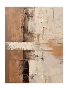 an abstract painting with brown and white colors