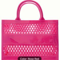 Vibrant Candy-Colored Beach Tote Bags - Spacious & Durable With Fashionable Hollow Out Design - Perfect Sweet-Hued Storage & Stylish Carryall For Beach Days Jelly Bag, Casual Tote, Beach Tote Bags, Beach Tote, Shopping Tote Bag, Shopping Tote, Women's Summer Fashion, Candy Colors, Casual Bags