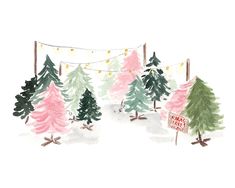 Christmas Trees Art Print Tree Illustration Pink Christmas | Etsy Christmas Decor Vintage, Trees Art, 1950s Christmas, Christmas Aesthetic Wallpaper, Christmas Tree Art, Christmas Phone Wallpaper, No Bad Days, Wallpaper Collage, Holiday Christmas Tree