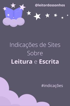 an open book with stars above it and the words indicados de sites sobre