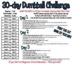 the 30 - day dumbbell challenge is here to help you get ready for your workout