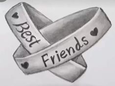 a drawing of two bands with the words best friends written on them and hearts in each band