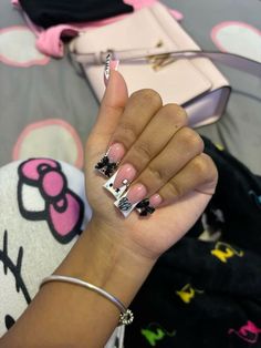 Hello Kitty Duck Nails, Extra Nails, Kitty Nails, Tapered Square Nails, Acrylic Nail Set, Duck Nails