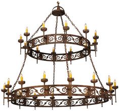 a chandelier with many candles hanging from it